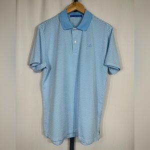 Southern Tide Polo Shirt Mens M White/Blue Stripe Tide To Trail Golf Activewear